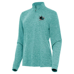 NHL Heather Aqua San Jose Sharks Antigua Women's Mentor Quarter-Zip Mock Long Sleeve Top