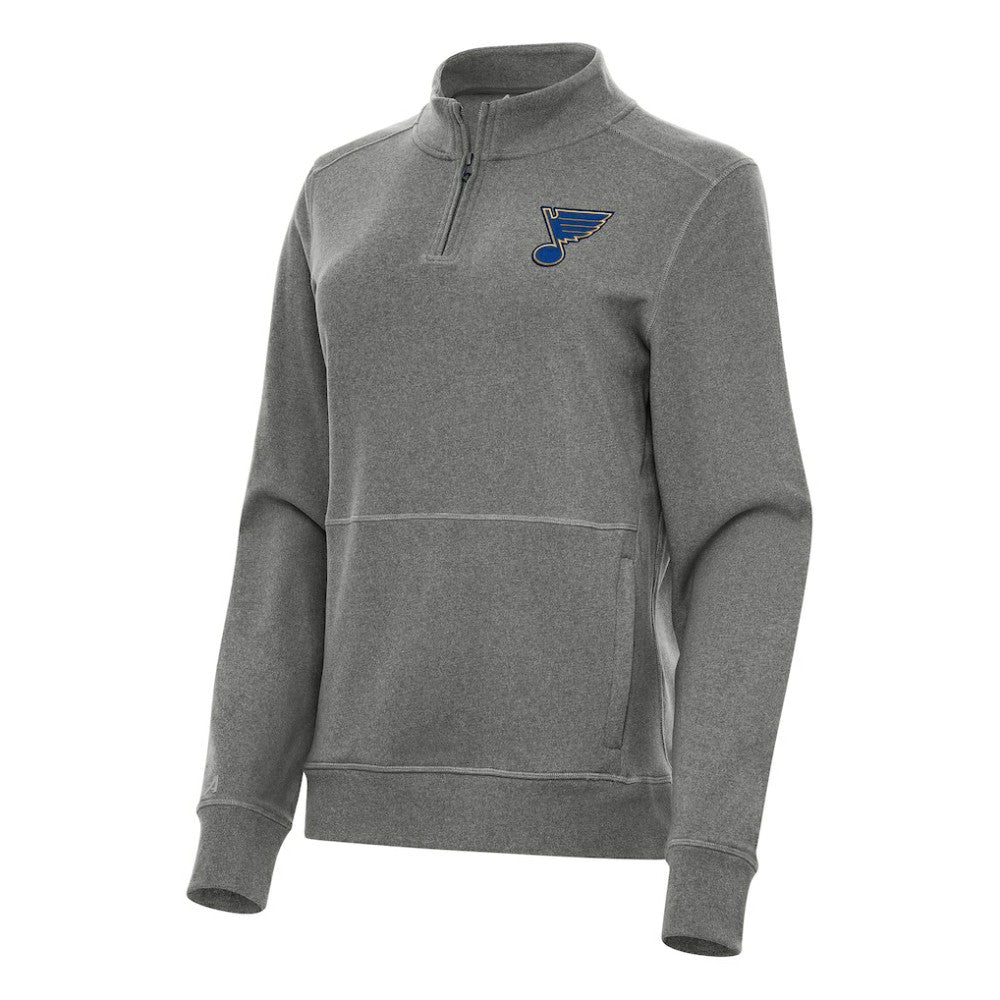 NHL Heather Black St. Louis Blues Antigua Women's Crush Quarter-Zip Fleece Sweatshirt