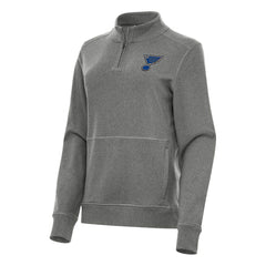 NHL Heather Black St. Louis Blues Antigua Women's Crush Quarter-Zip Fleece Sweatshirt