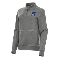 NHL Heather Black New York Rangers Antigua Women's Crush Quarter-Zip Fleece Sweatshirt