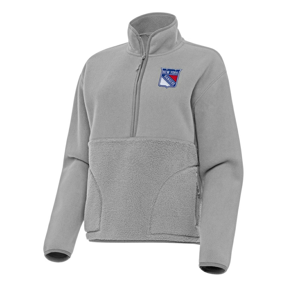 NHL Gray New York Rangers Antigua Women's Figure Half-Zip Pullover Sweatshirt