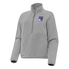 NHL Gray New York Rangers Antigua Women's Figure Half-Zip Pullover Sweatshirt
