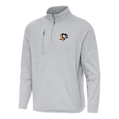NHL Heather Gray Pittsburgh Penguins Antigua Certain Quarter-Zip Tri-Blend Sweatshirt