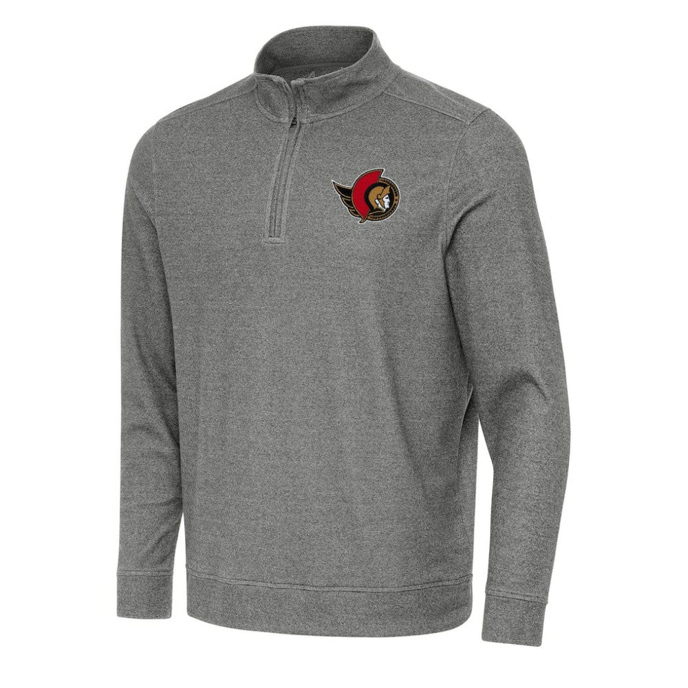 NHL Heather Black Ottawa Senators Antigua Subtle Quarter-Zip Sweatshirt