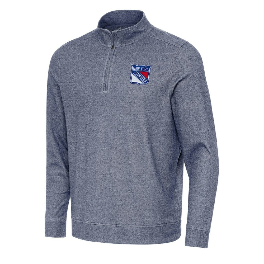 NHL Heather Navy New York Rangers Antigua Subtle Quarter-Zip Sweatshirt