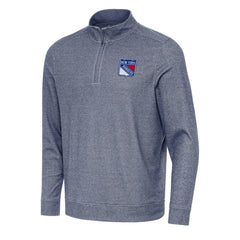 NHL Heather Navy New York Rangers Antigua Subtle Quarter-Zip Sweatshirt