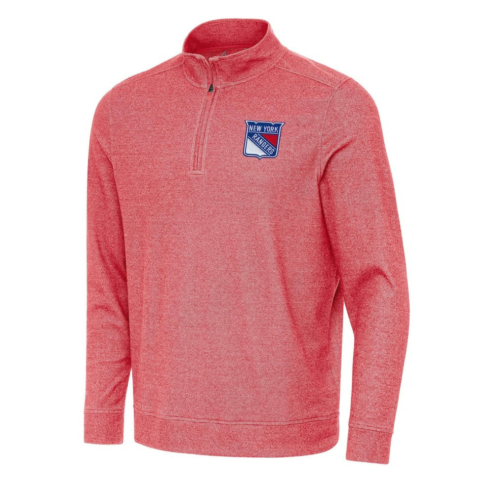 NHL Heather Red New York Rangers Antigua Subtle Quarter-Zip Sweatshirt