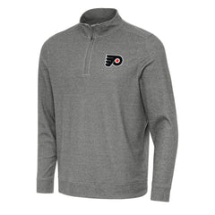 NHL Heather Black Philadelphia Flyers Antigua Subtle Quarter-Zip Sweatshirt