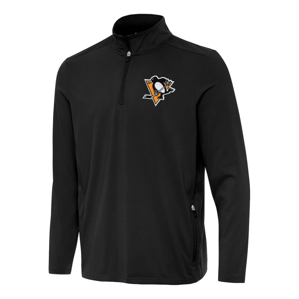 NHL Black Pittsburgh Penguins Antigua Perilous Quarter-Zip Sweatshirt