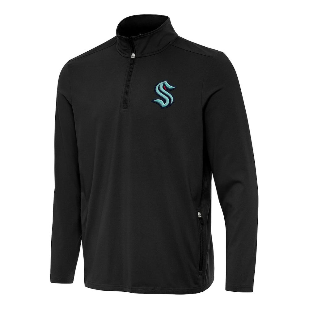 NHL Black Seattle Kraken Antigua Perilous Quarter-Zip Sweatshirt