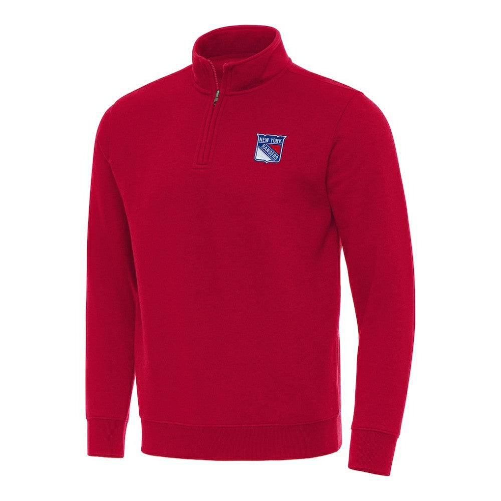 NHL Red New York Rangers Antigua Victory Quarter-Zip Mock Sweatshirt