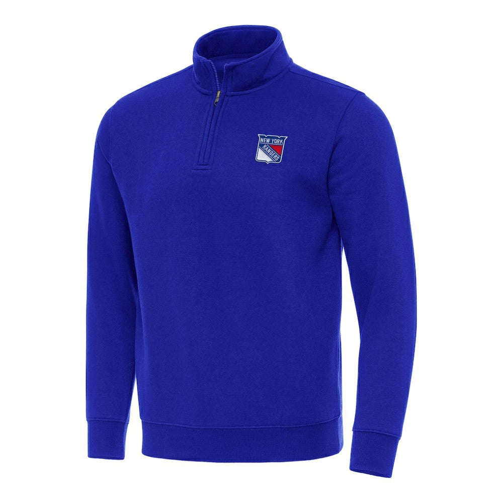 NHL Blue New York Rangers Antigua Victory Quarter-Zip Mock Sweatshirt