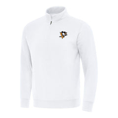 NHL White Pittsburgh Penguins Antigua Victory Quarter-Zip Mock Sweatshirt