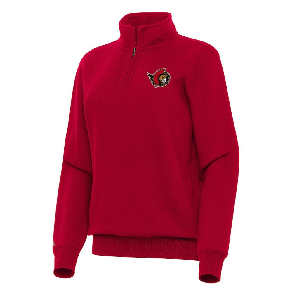 NHL Red Ottawa Senators Antigua Women's Victory Quarter-Zip Sweatshirt