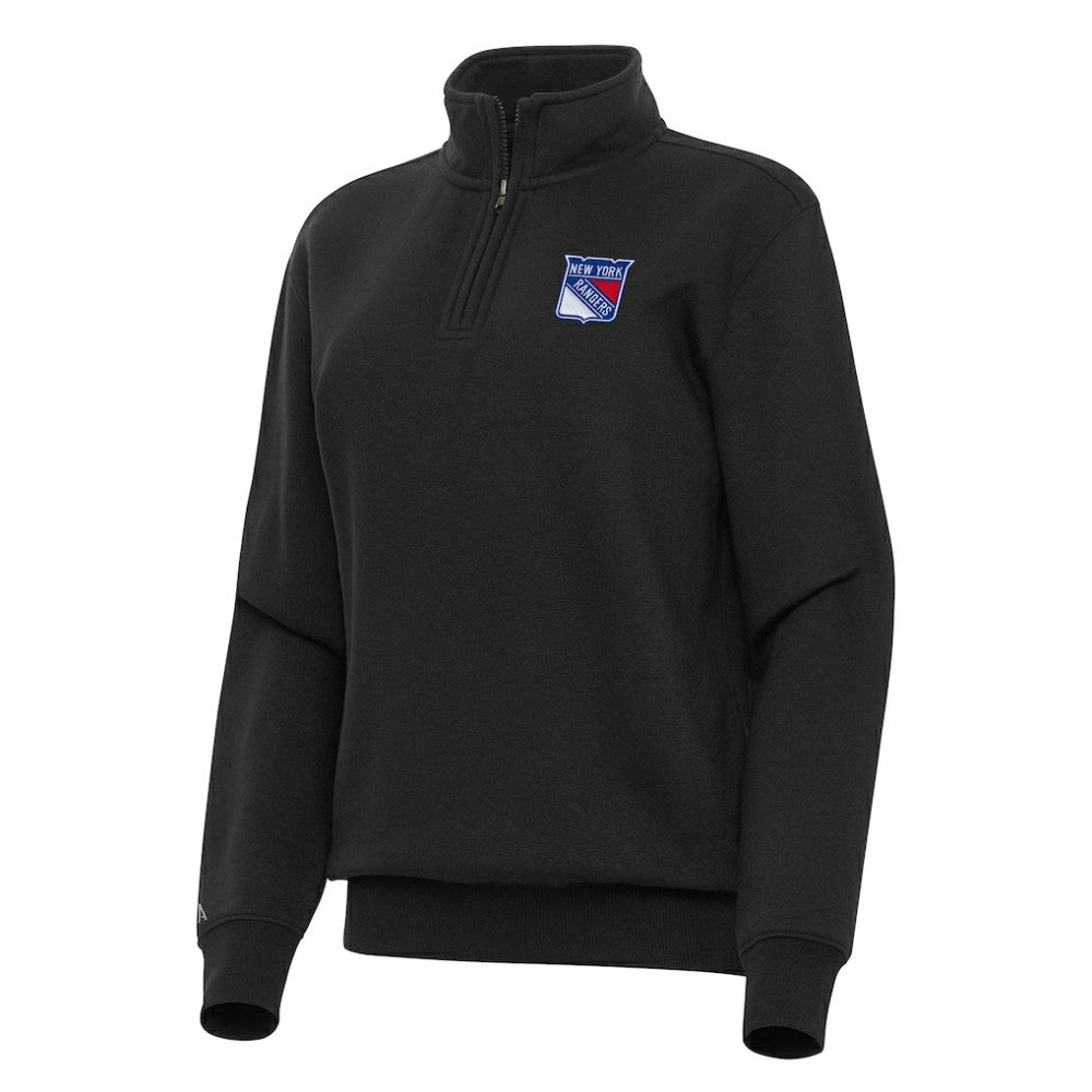 NHL Black New York Rangers Antigua Women's Victory Quarter-Zip Sweatshirt
