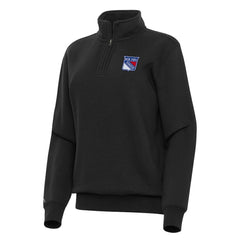 NHL Black New York Rangers Antigua Women's Victory Quarter-Zip Sweatshirt