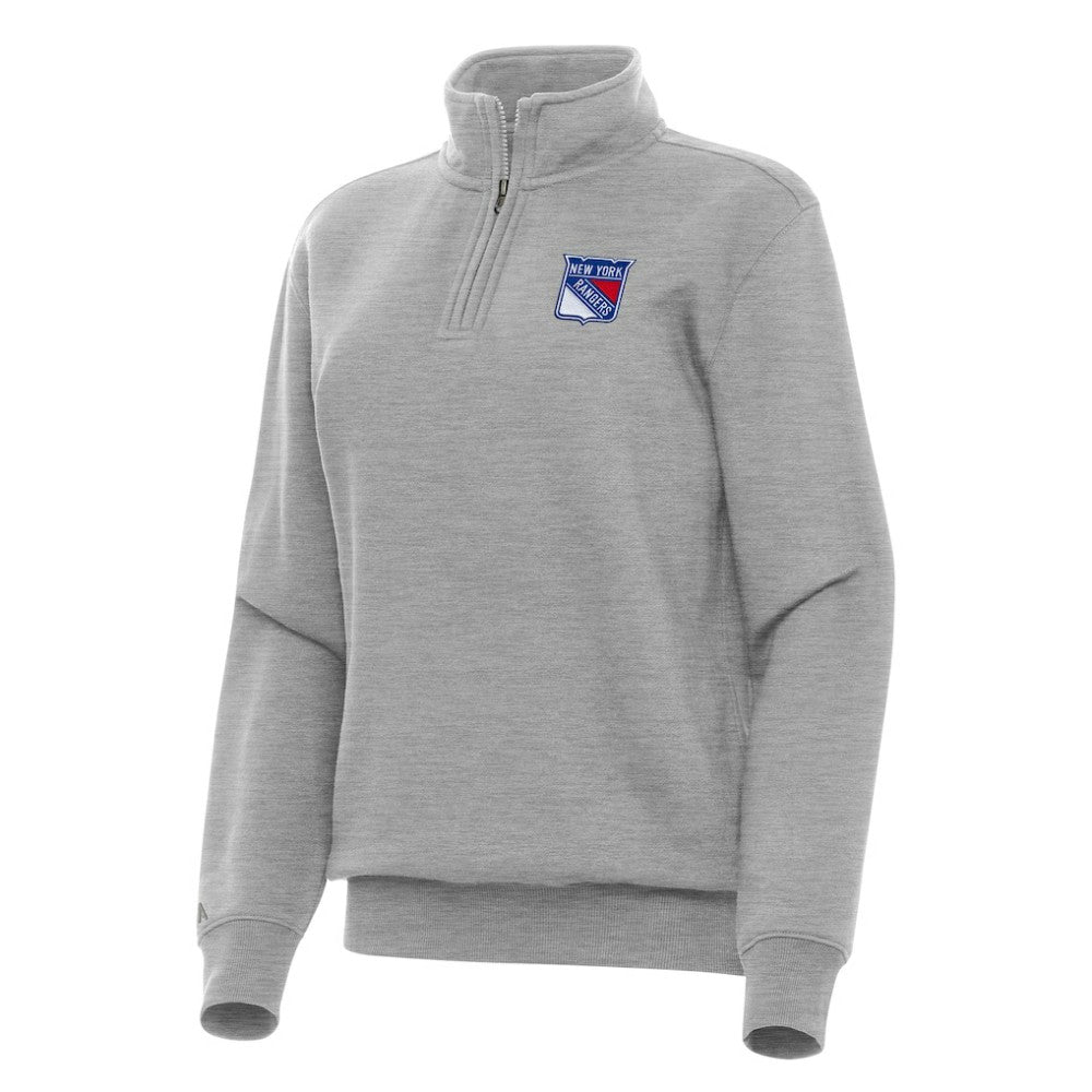 NHL Heather Gray New York Rangers Antigua Women's Victory Quarter-Zip Sweatshirt