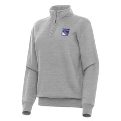 NHL Heather Gray New York Rangers Antigua Women's Victory Quarter-Zip Sweatshirt