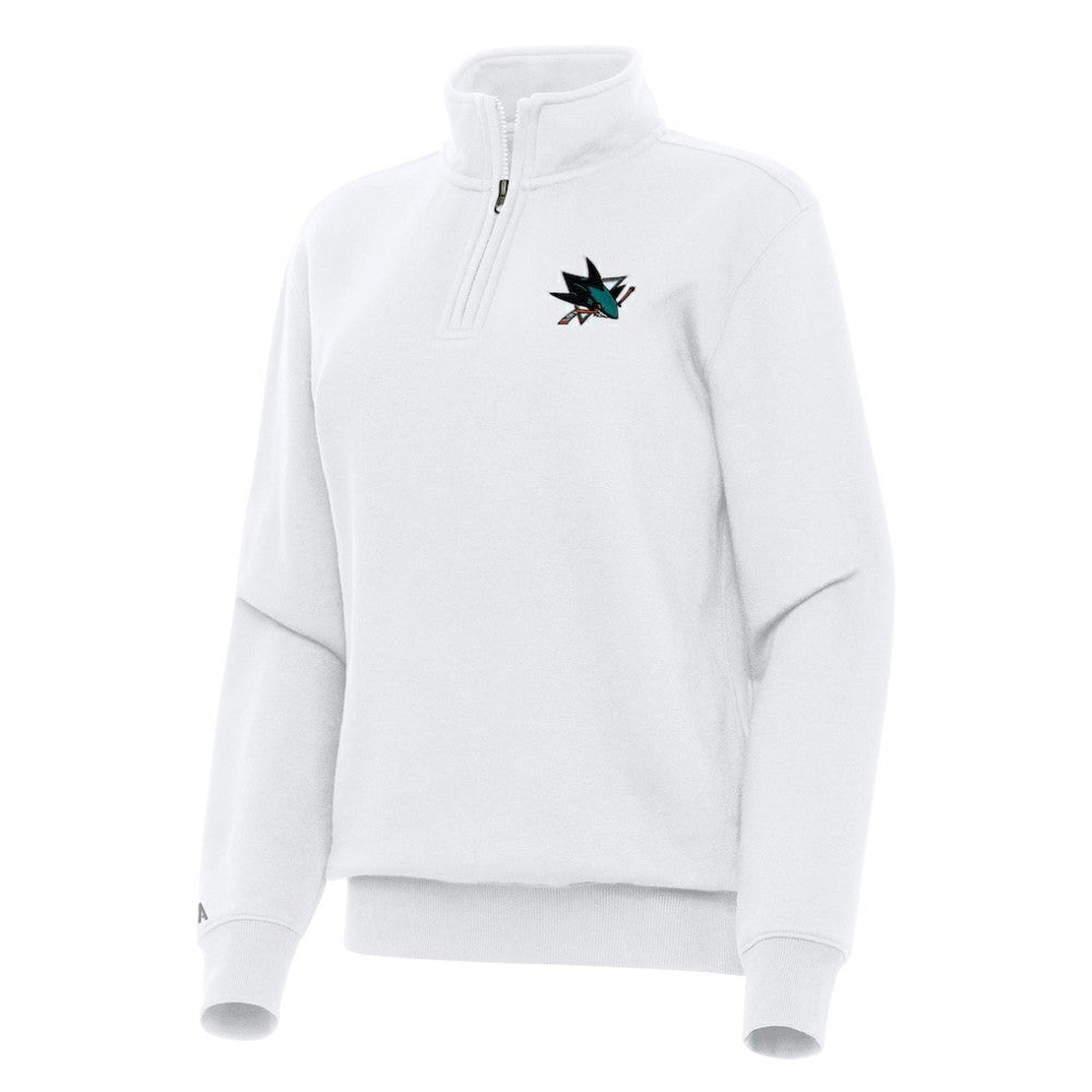 NHL White San Jose Sharks Antigua Women's Victory Quarter-Zip Sweatshirt