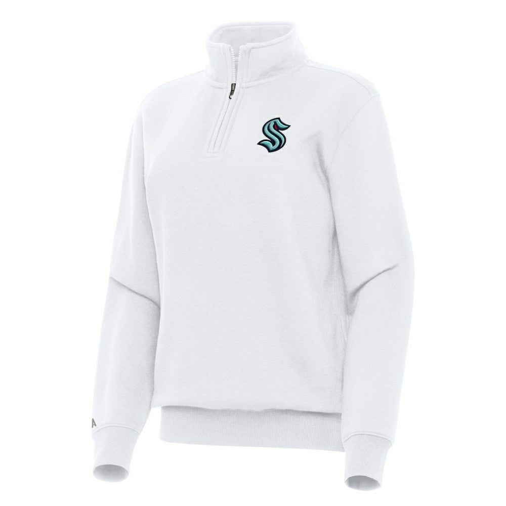 NHL White Seattle Kraken Antigua Women's Victory Quarter-Zip Sweatshirt