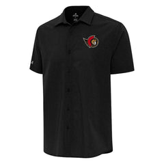 NHL Black Ottawa Senators Antigua Activate Woven Short Sleeve Button-Up Shirt