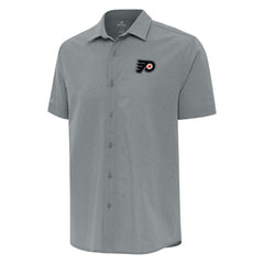 NHL Gray Philadelphia Flyers Antigua Activate Woven Short Sleeve Button-Up Shirt