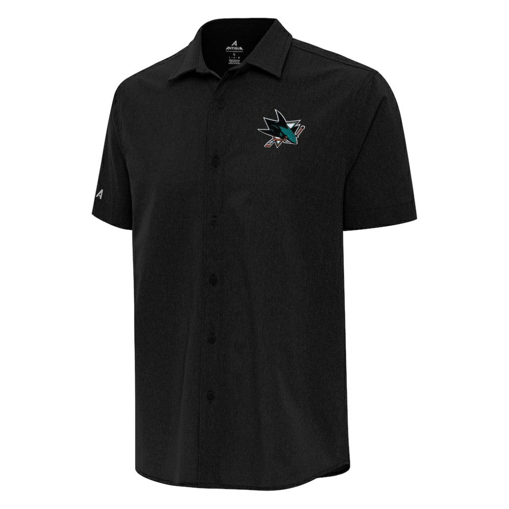 NHL Black San Jose Sharks Antigua Activate Woven Short Sleeve Button-Up Shirt