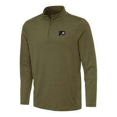 NHL Olive Philadelphia Flyers Antigua Reprocess Quarter-Zip Top