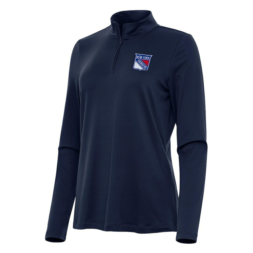 NHL Navy New York Rangers Antigua Women's Reprocess Quarter-Zip Top