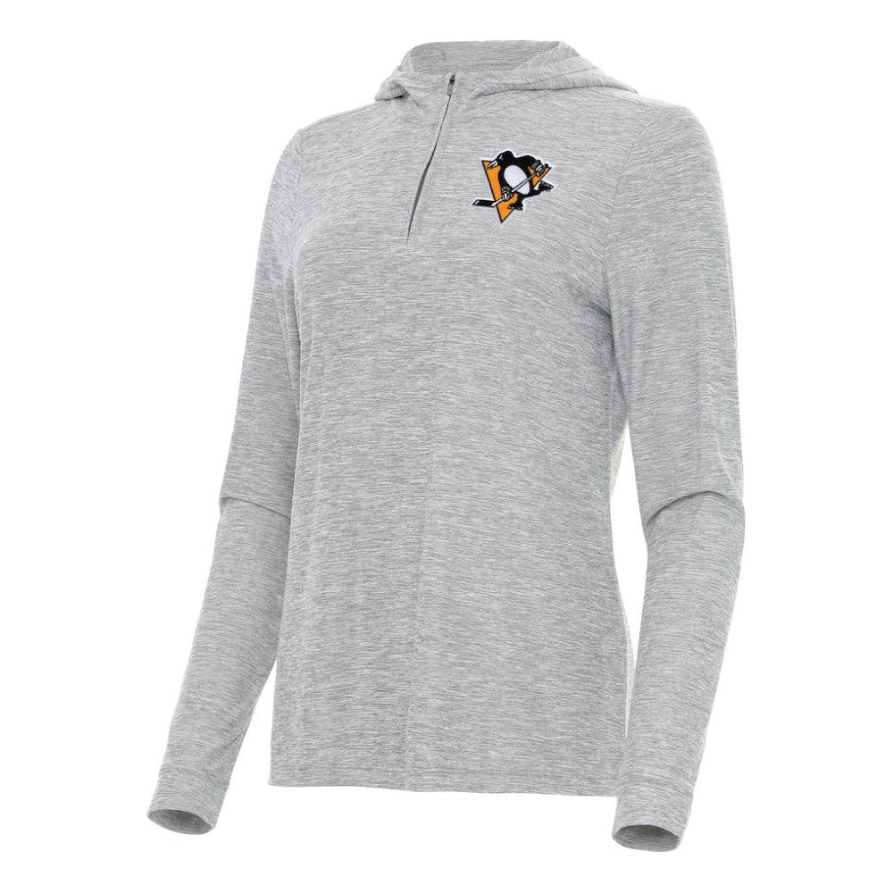 NHL Heather Gray Pittsburgh Penguins Antigua Women's Daybreak Quarter-Zip Hoodie