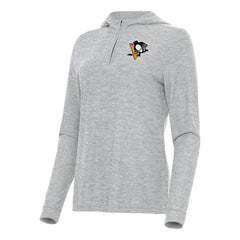 NHL Heather Gray Pittsburgh Penguins Antigua Women's Daybreak Quarter-Zip Hoodie