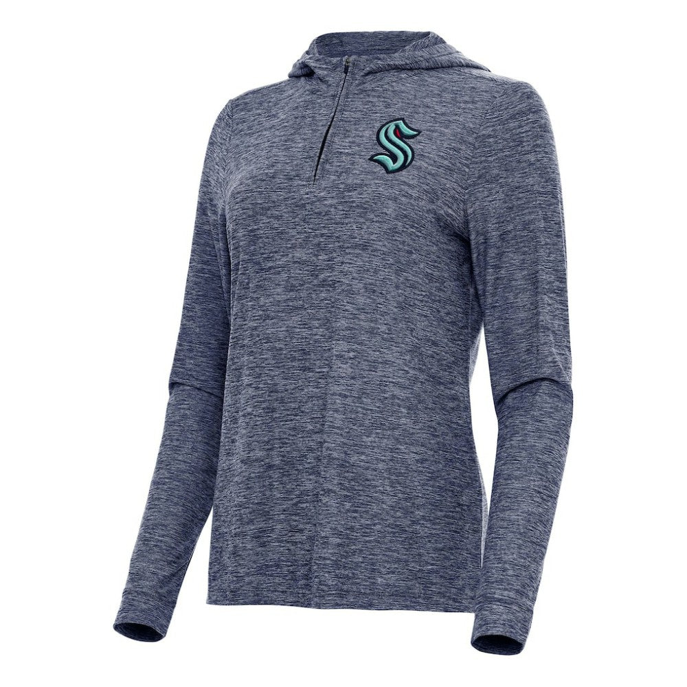 NHL Heather Deep Sea Blue Seattle Kraken Antigua Women's Daybreak Quarter-Zip Hoodie