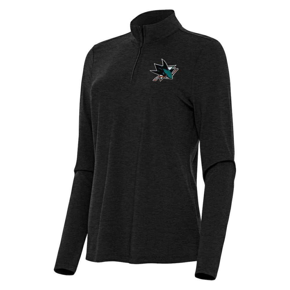 NHL Heather Black San Jose Sharks Antigua Women's Bright Quarter-Zip Top