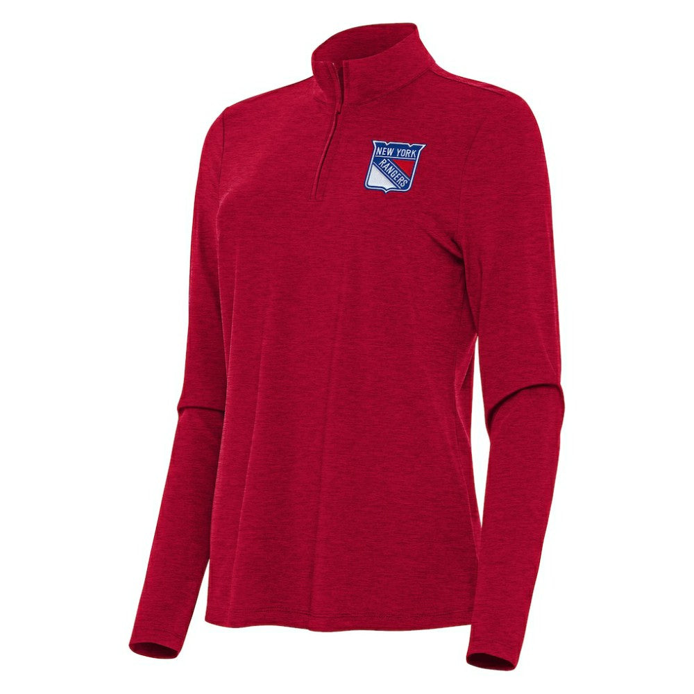 NHL Heather Red New York Rangers Antigua Women's Bright Quarter-Zip Top