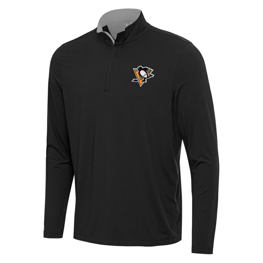 NHL Black/Gray Pittsburgh Penguins Antigua Content Quarter-Zip Pullover Top