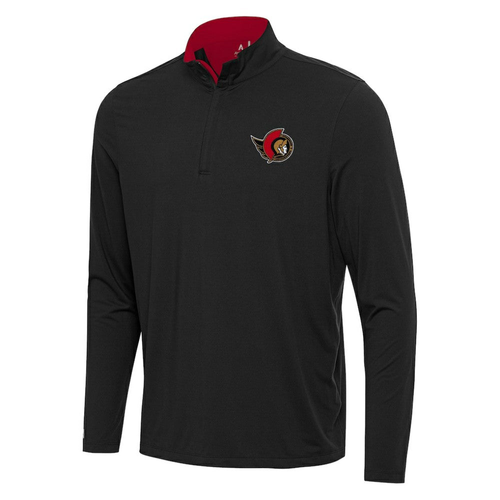 NHL Black/Red Ottawa Senators Antigua Content Quarter-Zip Pullover Top