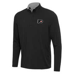 NHL Black/Gray Philadelphia Flyers Antigua Content Quarter-Zip Pullover Top