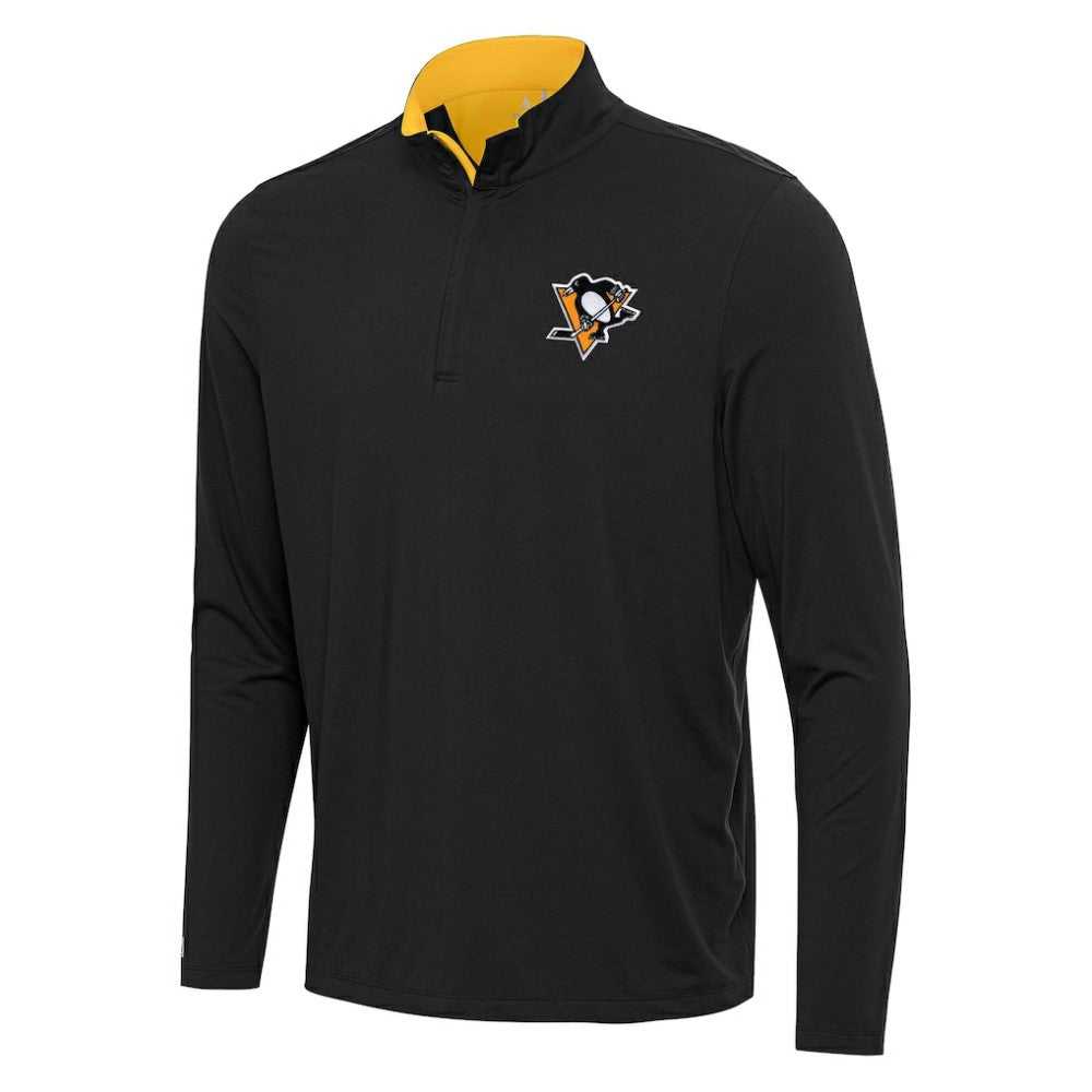 NHL Black/Gold Pittsburgh Penguins Antigua Content Quarter-Zip Pullover Top