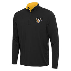 NHL Black/Gold Pittsburgh Penguins Antigua Content Quarter-Zip Pullover Top