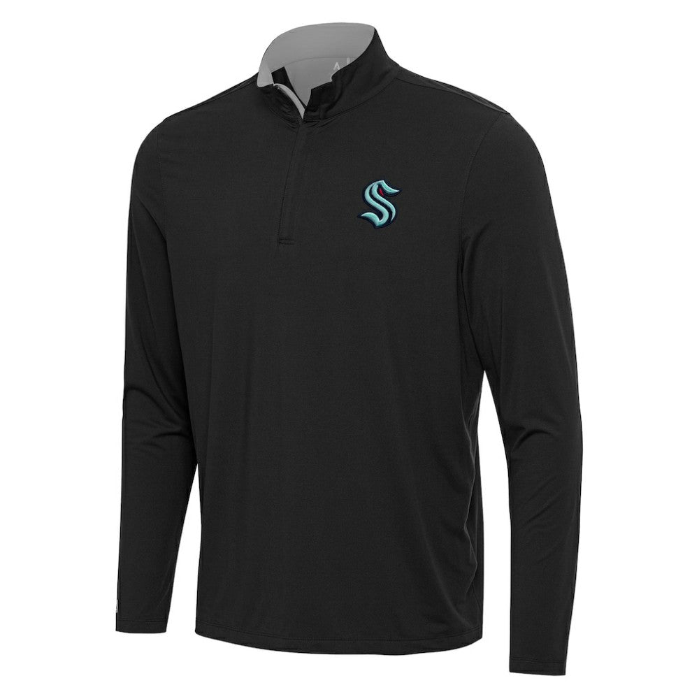 NHL Black/Gray Seattle Kraken Antigua Content Quarter-Zip Pullover Top