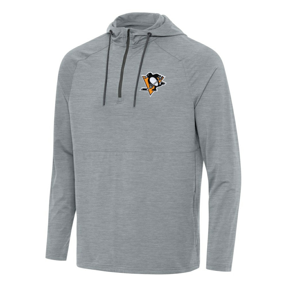 NHL Heather Gray Pittsburgh Penguins Antigua Spikes Quarter-Zip Hoodie