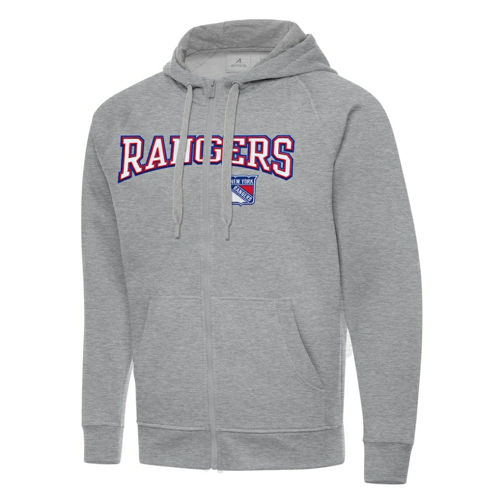 NHL Heather Gray New York Rangers Antigua Big & Tall Victory Full-Zip Hoodie