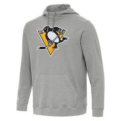 NHL Heather Gray Pittsburgh Penguins Antigua Cloud Pullover Hoodie