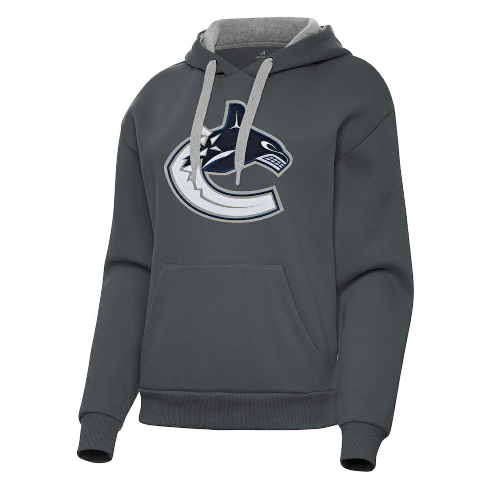 NHL Charcoal Vancouver Canucks Antigua Women's Victory Pullover Hoodie