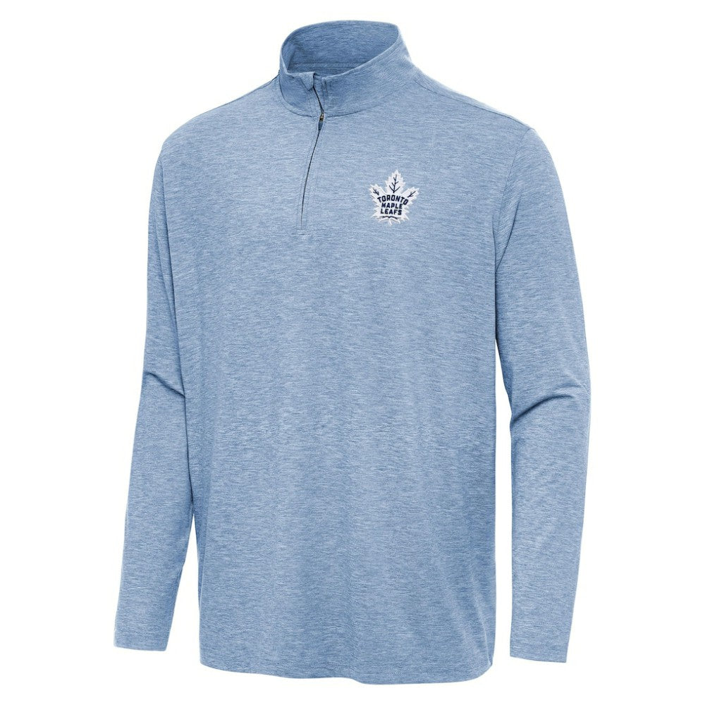 NHL Heather Blue Toronto Maple Leafs Antigua Hunk Quarter-Zip Top