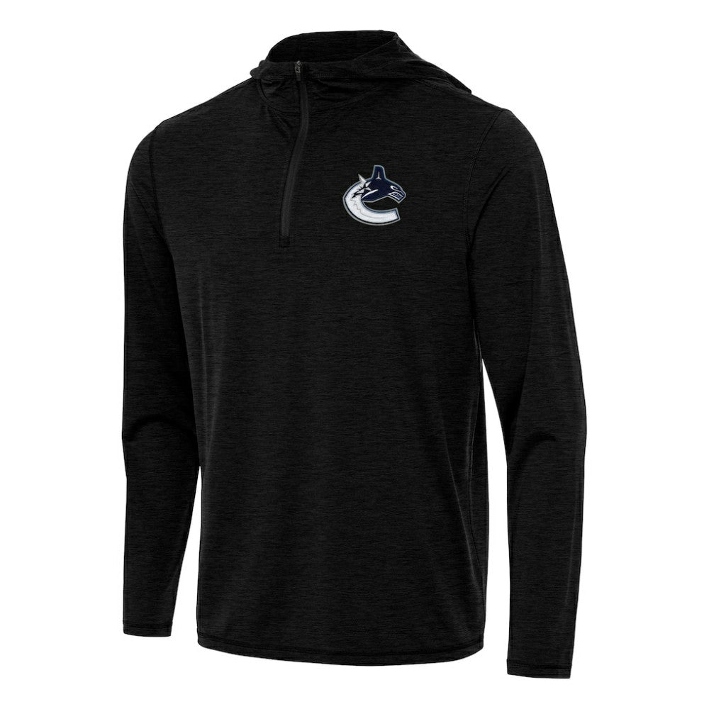 NHL Heather Black Vancouver Canucks Antigua Tidy Quarter-Zip Hoodie
