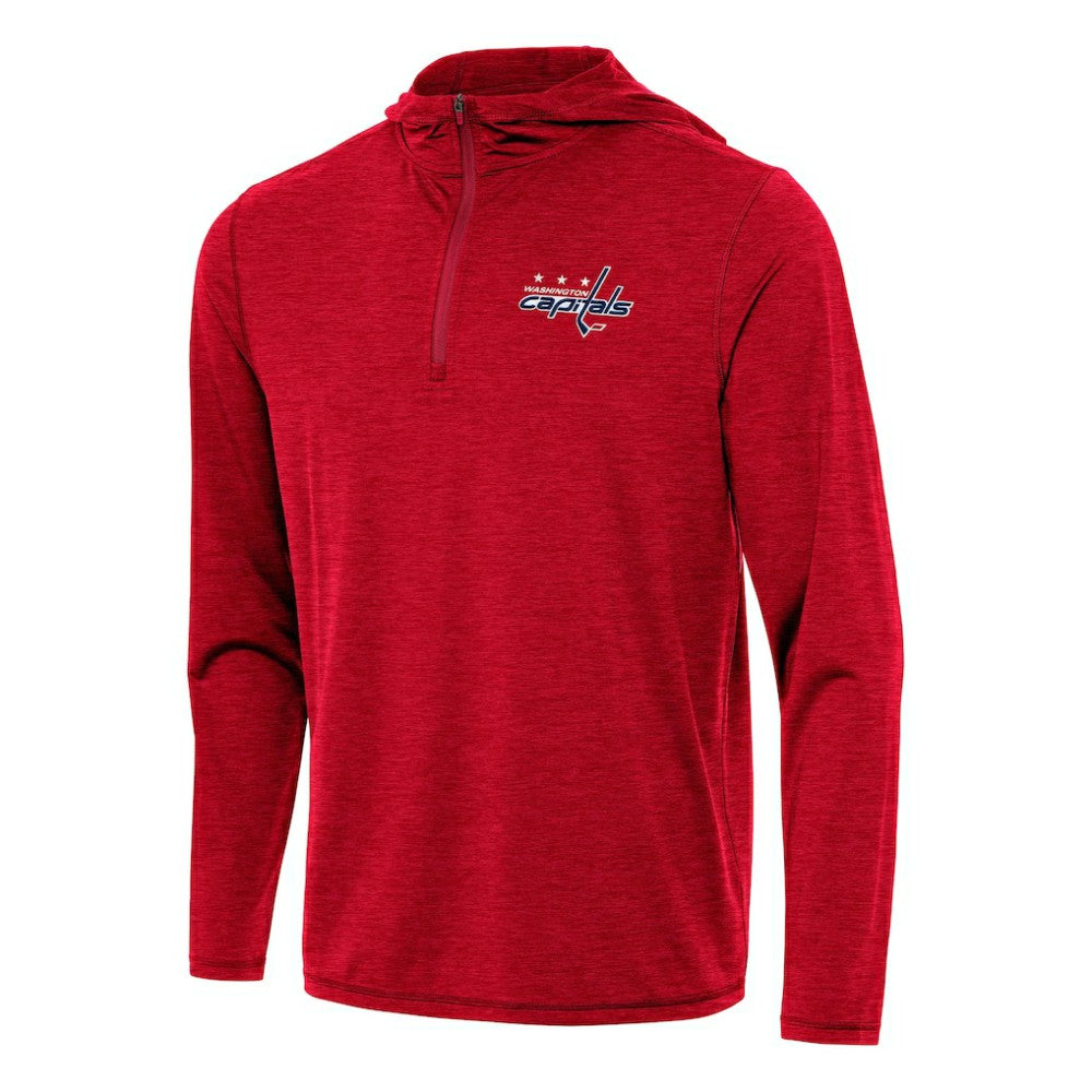 NHL Heather Red Washington Capitals Antigua Tidy Quarter-Zip Hoodie