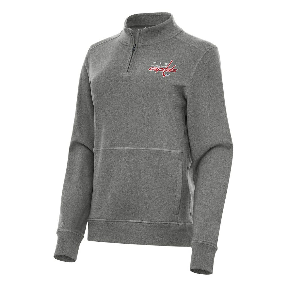 NHL Heather Black Washington Capitals Antigua Women's Crush Quarter-Zip Fleece Sweatshirt