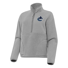 NHL Gray Vancouver Canucks Antigua Women's Figure Half-Zip Pullover Sweatshirt