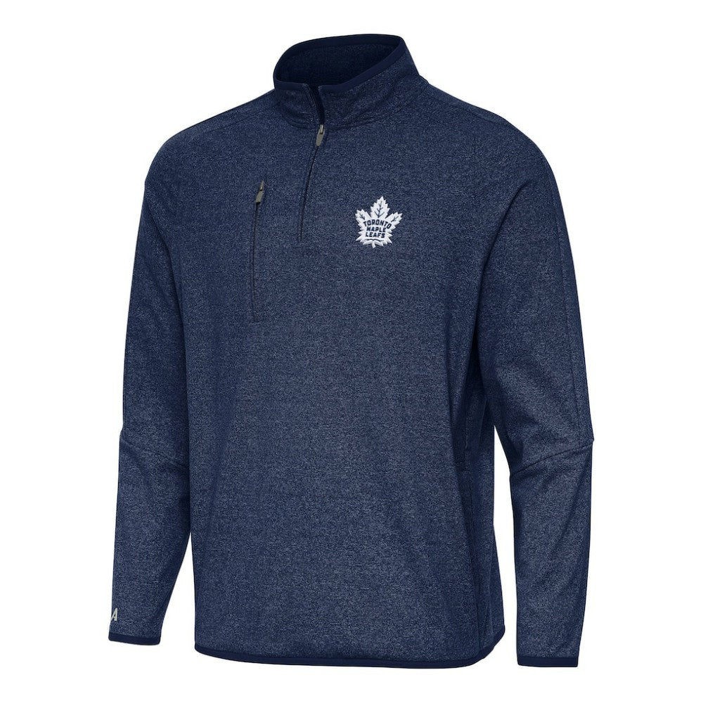 NHL Heather Navy Toronto Maple Leafs Antigua Certain Quarter-Zip Tri-Blend Sweatshirt
